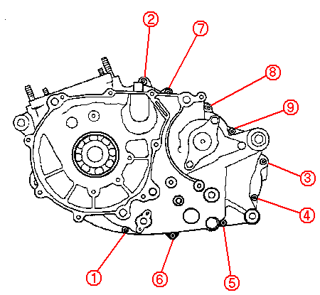 Left hand crankcase tightening sequence